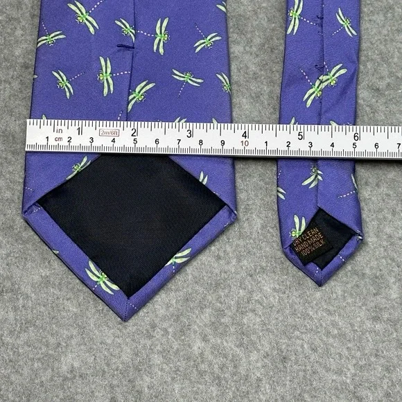 Alynn Dragonfly Silk Tie Purple Green Novelty Insect Necktie 57x3.7in - Picture 4 of 6